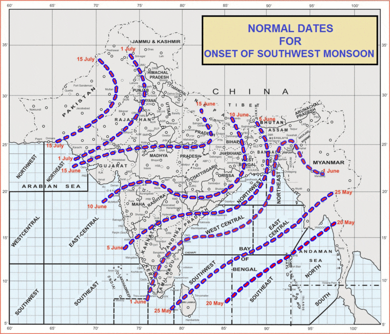 onset monsoon Astronomical reason behind why there will be increase in heat waves scenario in the Northern Region of India after 16th june 2014